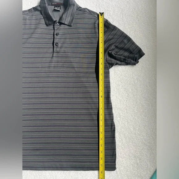 Men’s Golf Polo:Gray with Green & Purple Stripes, Tiger Woods Collection, Medium - Picture 2 of 6